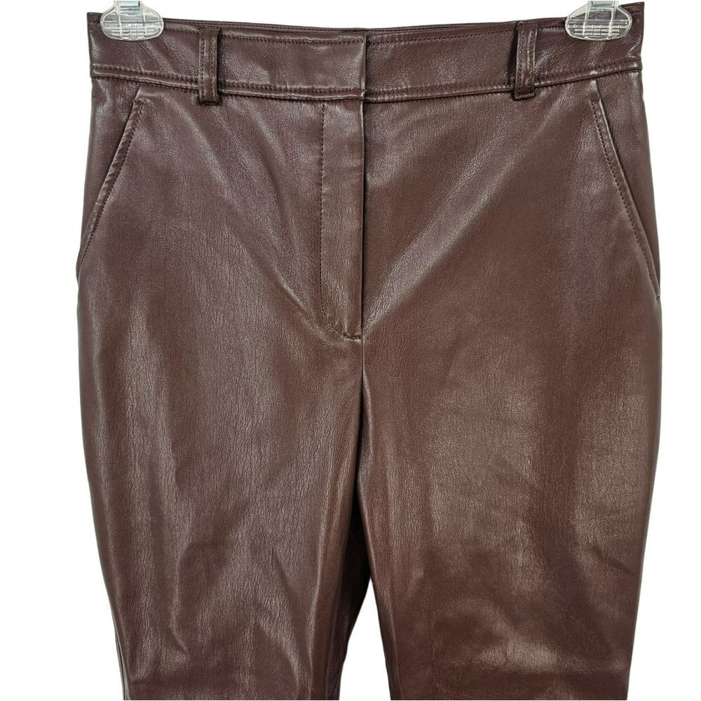 Aritiza Babaton Brown Leather Pants High Waisted Bootcut Vegan Coffee Bean 8 - Picture 4 of 9